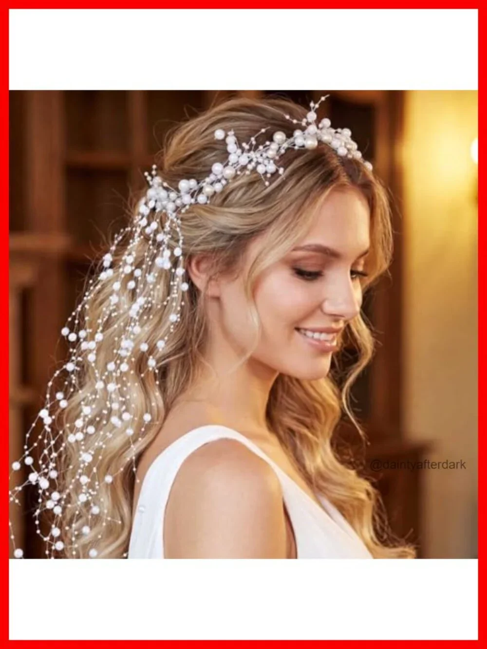Pearl Bride Wedding Headband Hair Accessory with Tassel